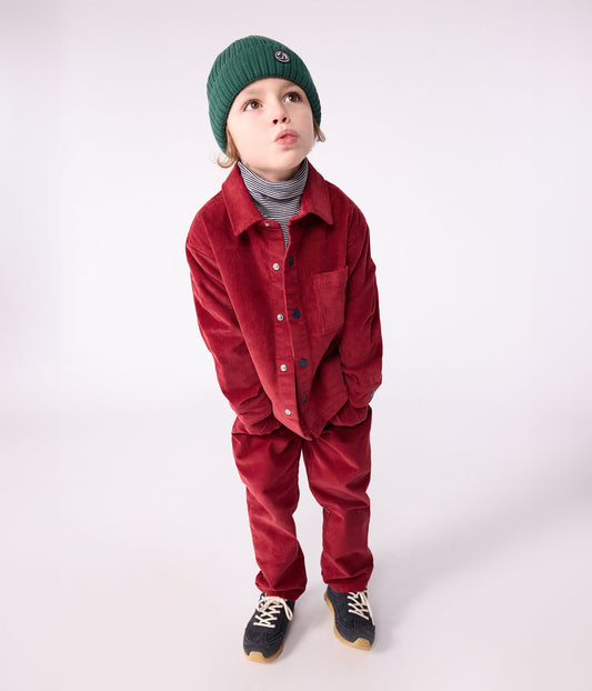 Bonnet enfant en tricot doublé en polaire