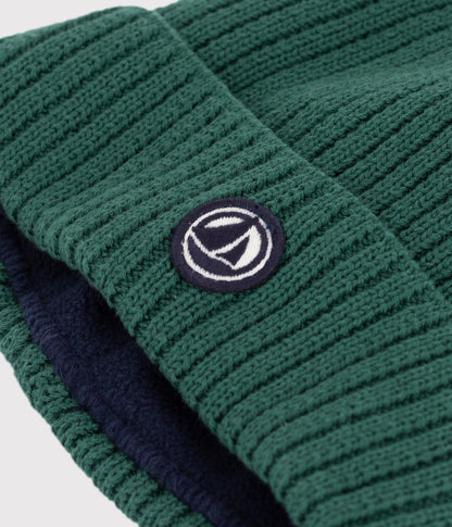 Bonnet enfant en tricot doublé en polaire