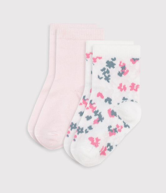 2 paires de chaussettes bébé en coton imprimé fleurs