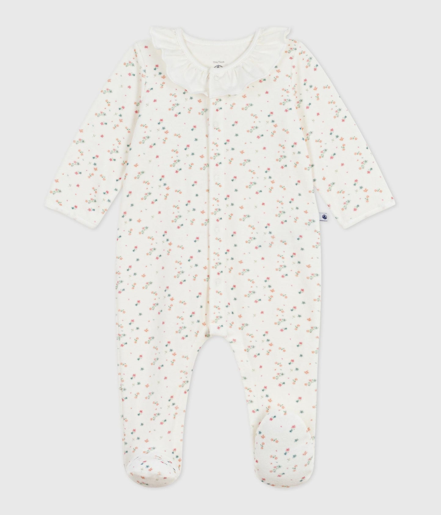 Pyjama bébé en velours à col fleuri