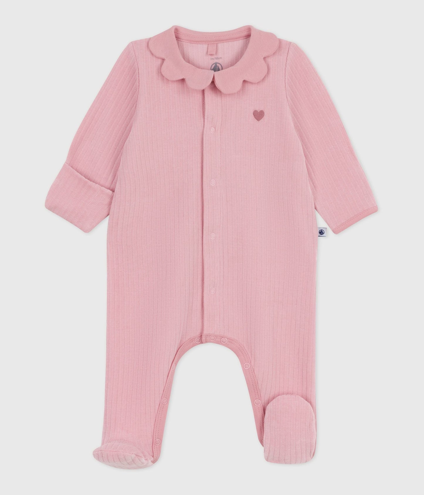 Pyjama bébé en velours à col uni