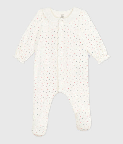 Pyjama bébé en velours à col imprimé cœurs