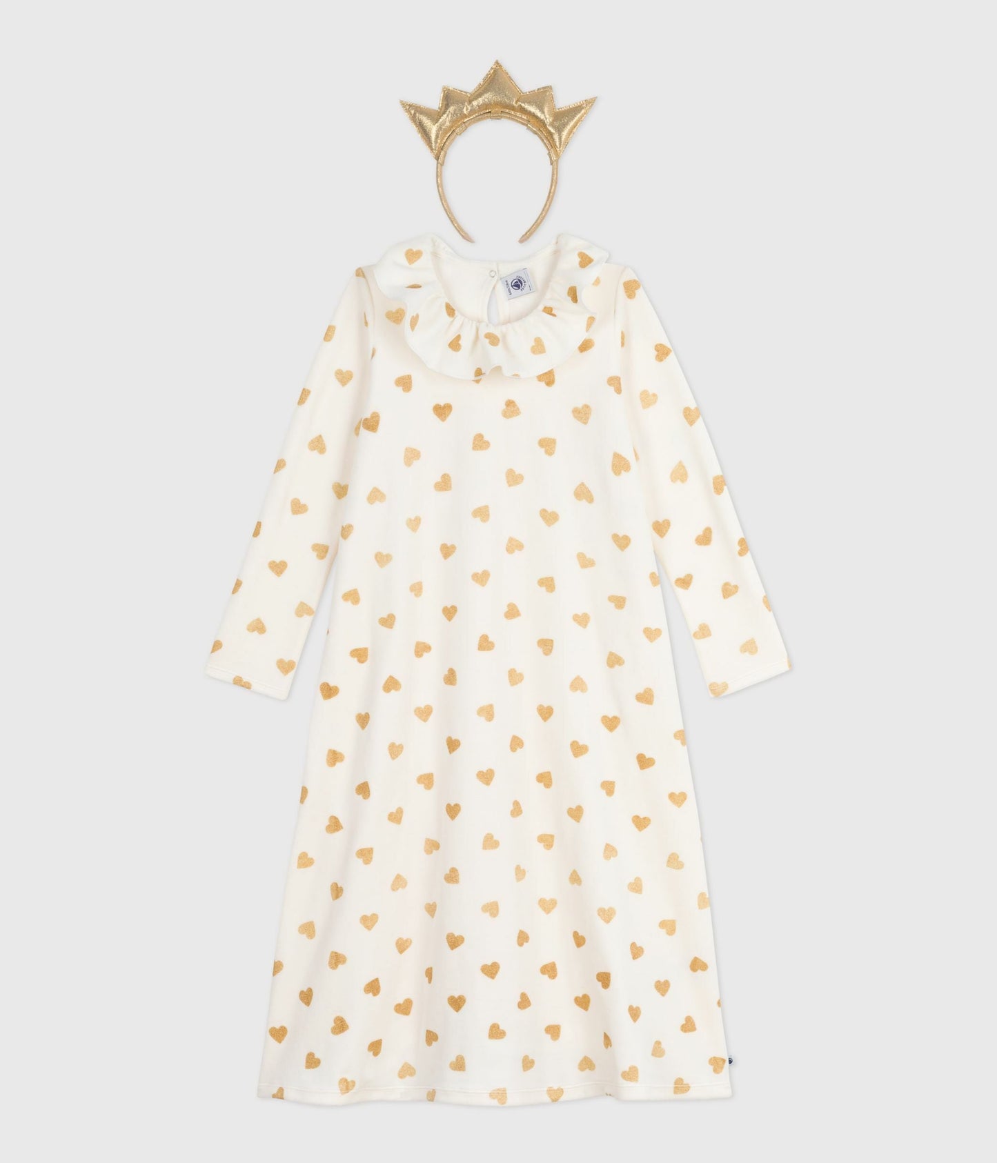 Chemise de nuit déguisement enfant en velours imprimé cœurs dorés – MILK+DORE