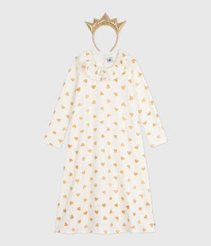 Chemise de nuit déguisement enfant en velours imprimé cœurs dorés – MILK+DORE