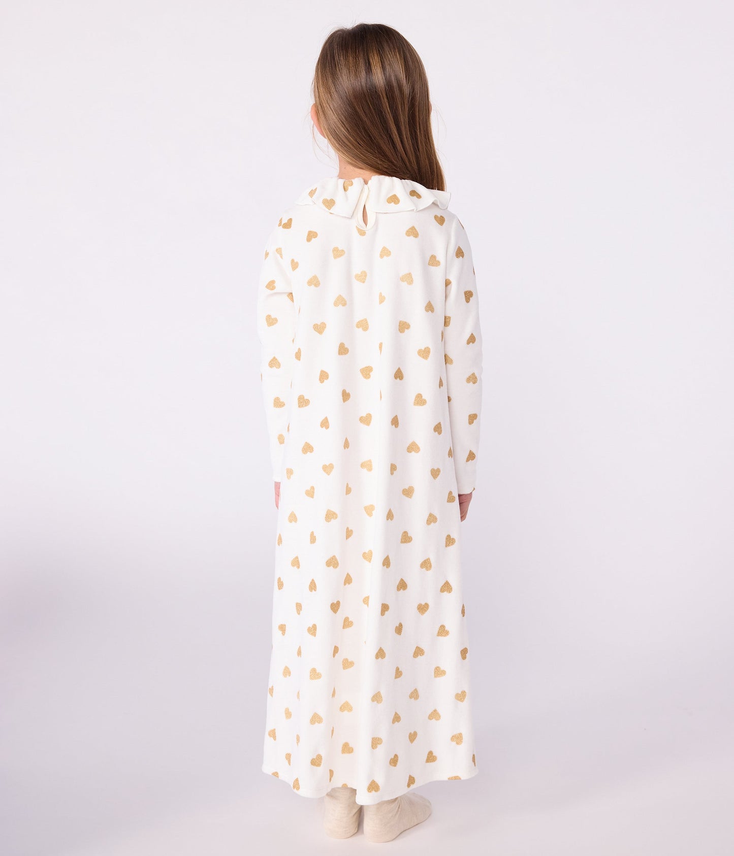 Chemise de nuit déguisement enfant en velours imprimé cœurs dorés – MILK+DORE
