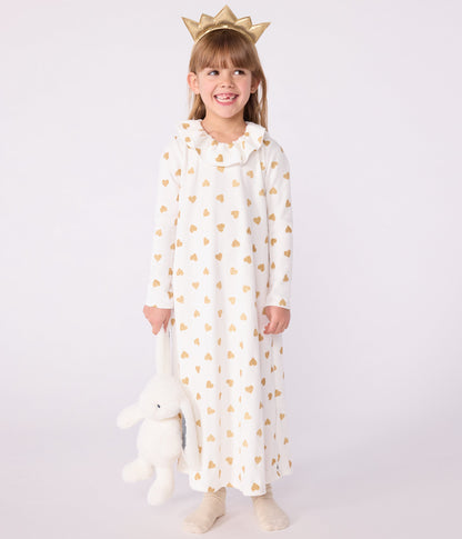 Chemise de nuit déguisement enfant en velours imprimé cœurs dorés – MILK+DORE