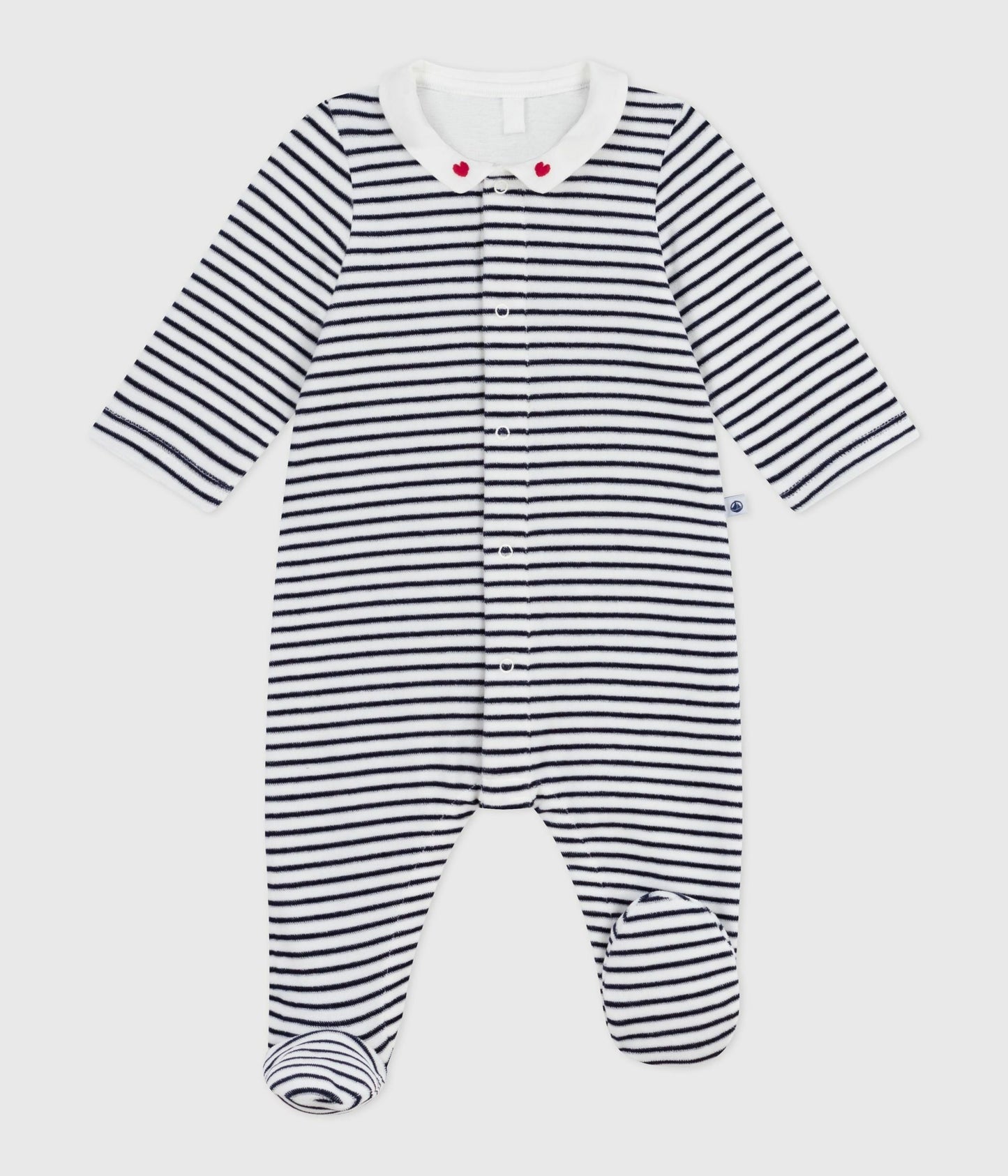 Pyjama bébé en velours à col imprimé