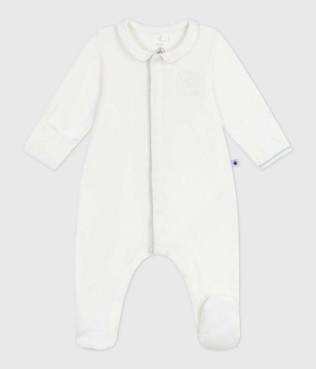 Pyjama bébé en velours à col uni – F1