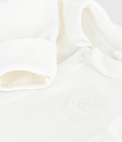 Pyjama bébé en velours à col uni