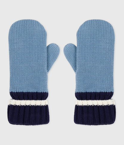 Moufles enfant en tricot doublé en polaire