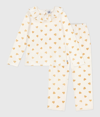 Pyjama enfant en velours imprimé cœurs dorés