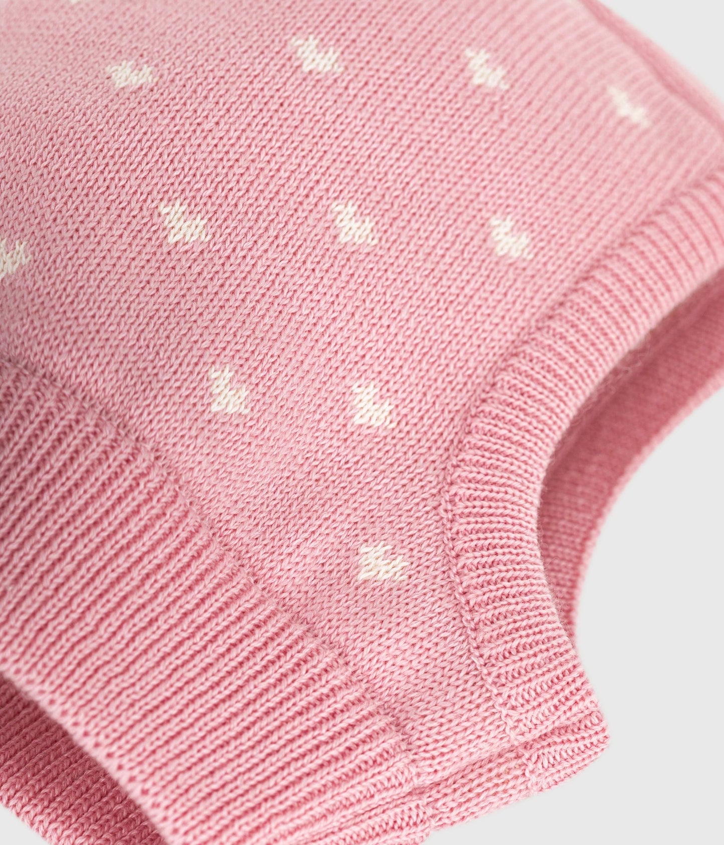 Cagoule bébé cœurs en laine et coton