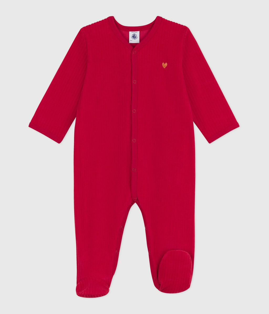 Pyjama bébé en velours uni — vue de face | Petit Bateau Seraf Genève