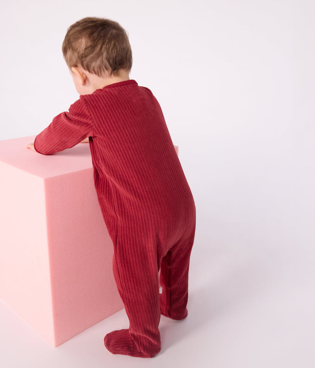 Pyjama bébé en velours uni — porté 3 | Petit Bateau Seraf Genève