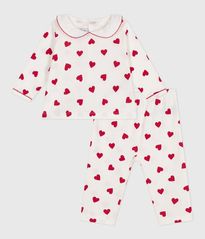 Pyjama 2 pièces bébé imprimé cœurs