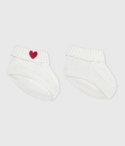 Chaussons naissance tricotés en coton