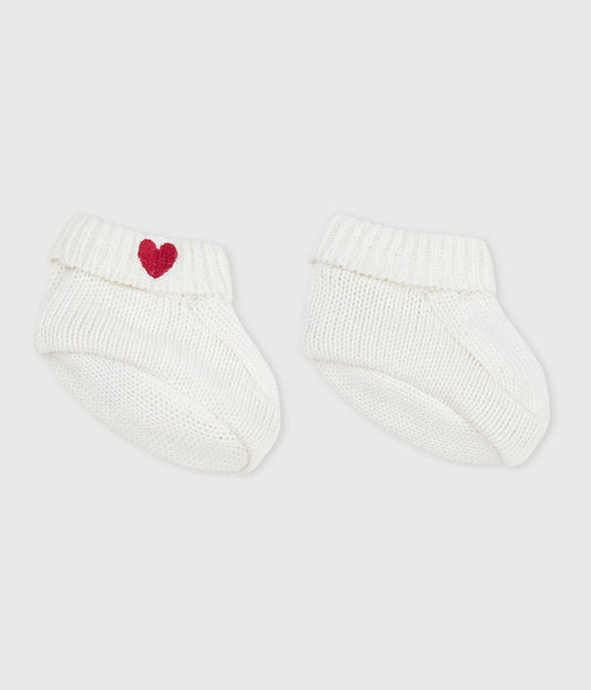 Chaussons naissance tricotés en coton – F1
