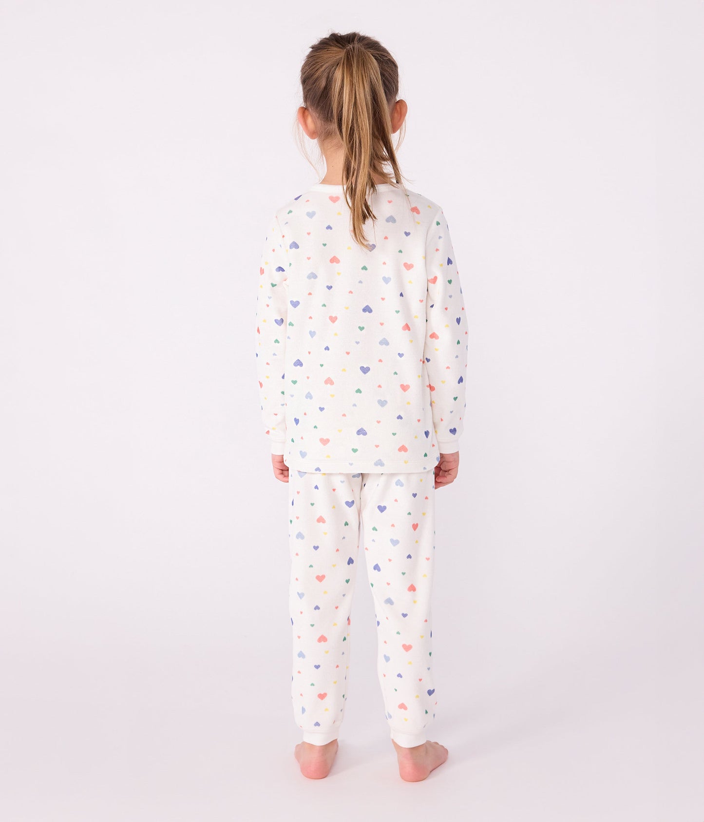 Pyjama enfant en velours imprimé cœurs