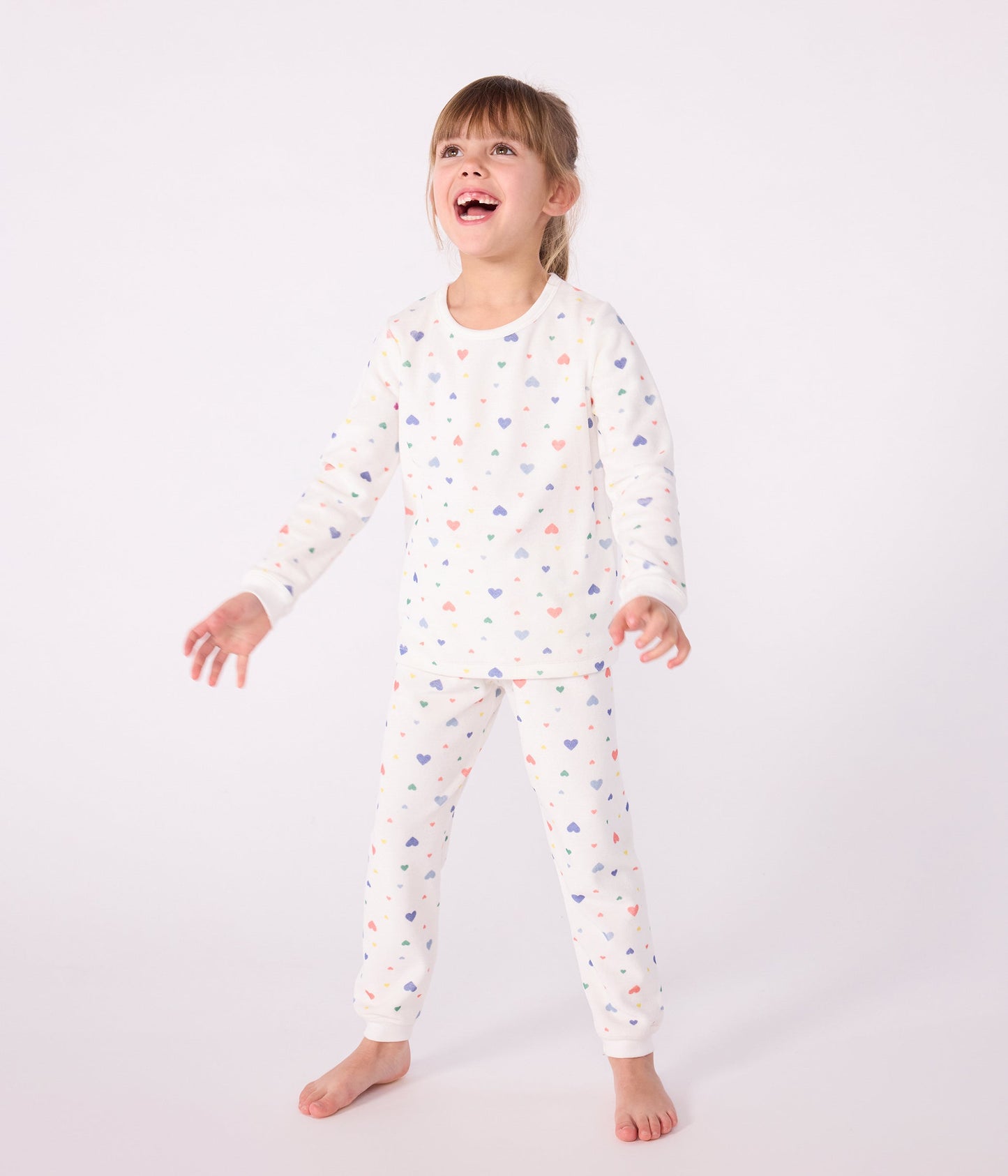 Pyjama enfant en velours imprimé cœurs