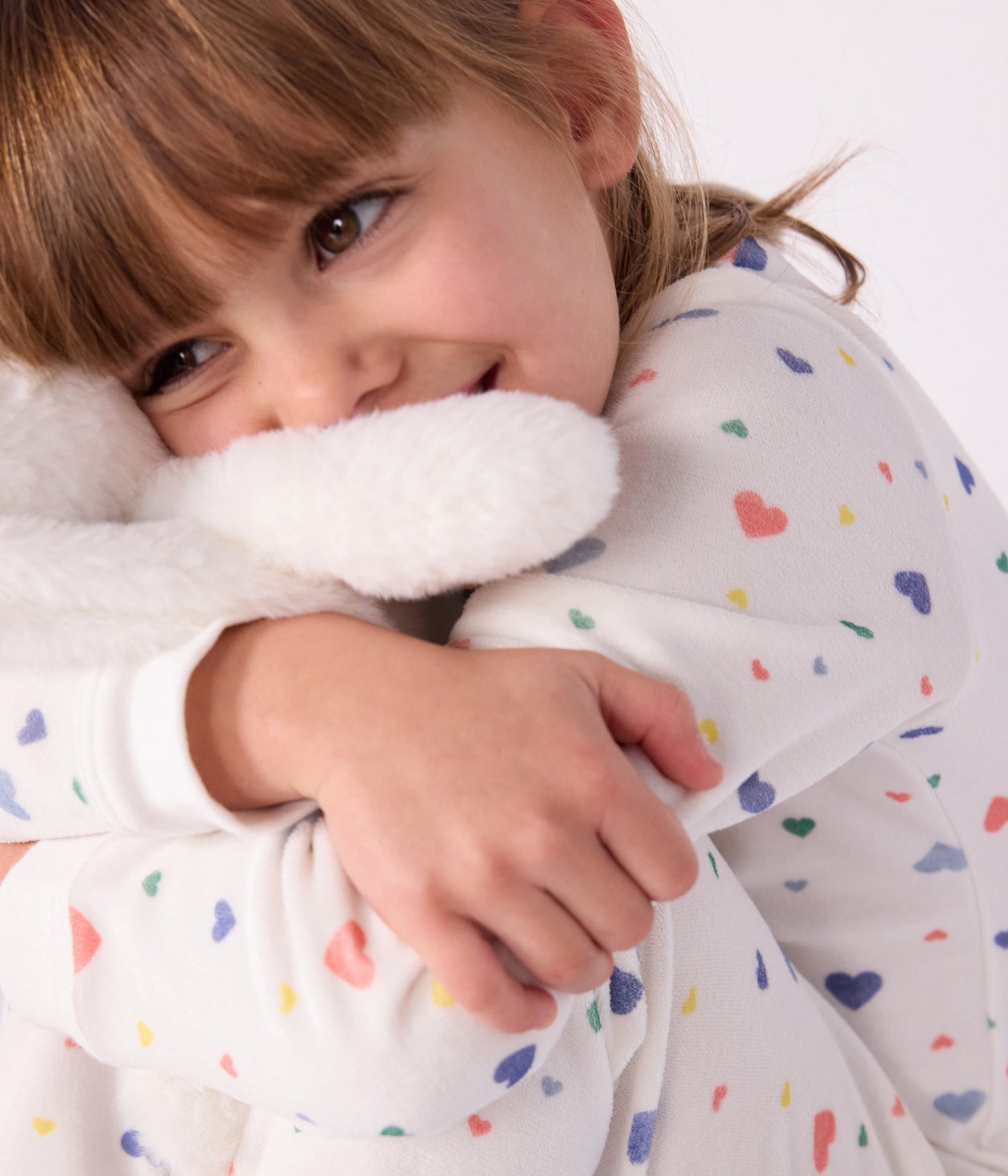 Pyjama enfant en velours imprimé cœurs