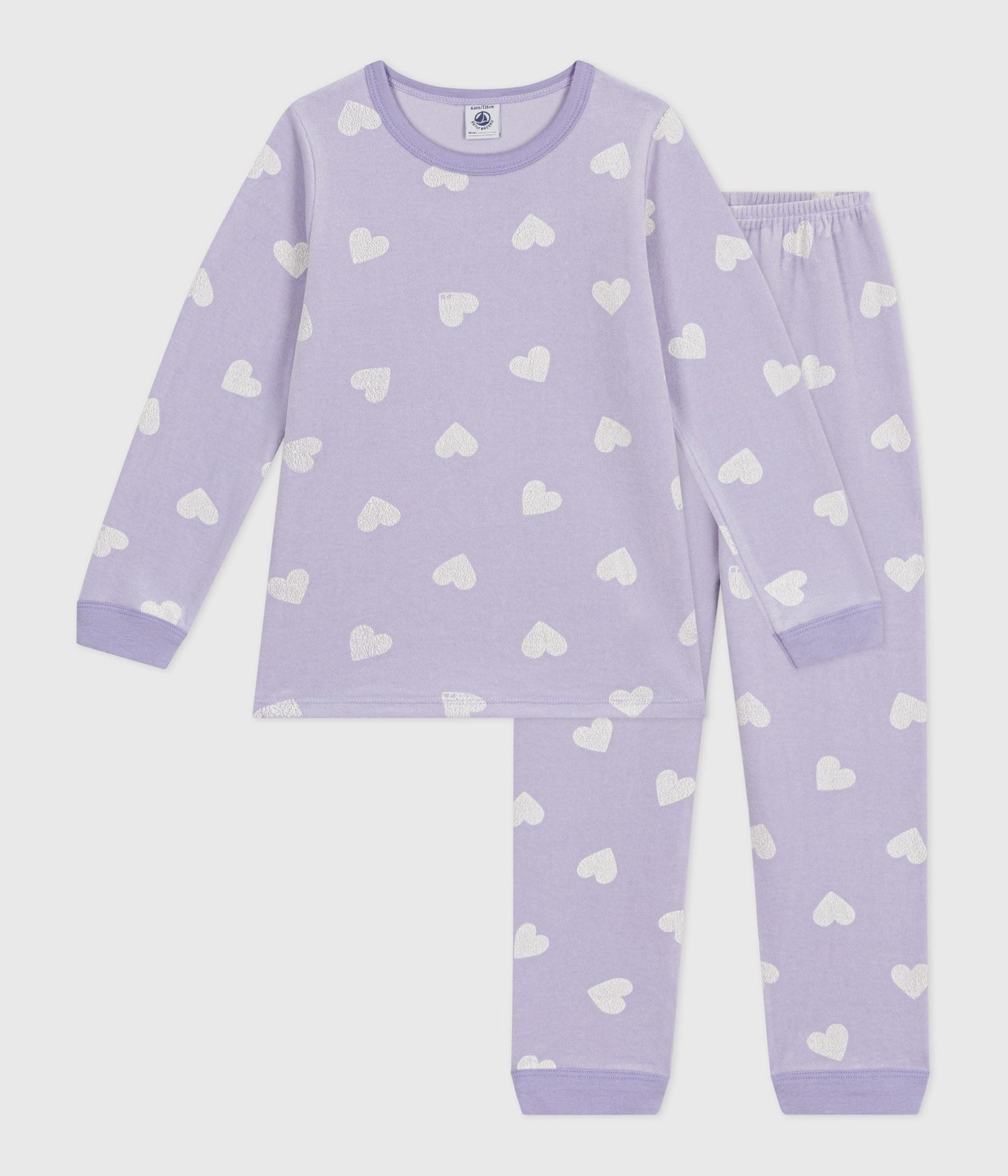 Pyjama enfant en velours imprimé cœurs