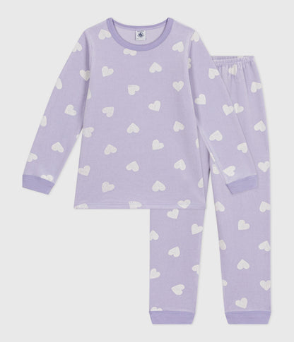 Pyjama enfant en velours imprimé cœurs