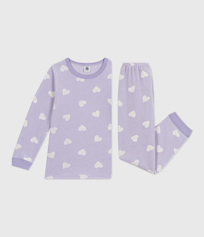 Pyjama enfant en velours imprimé cœurs