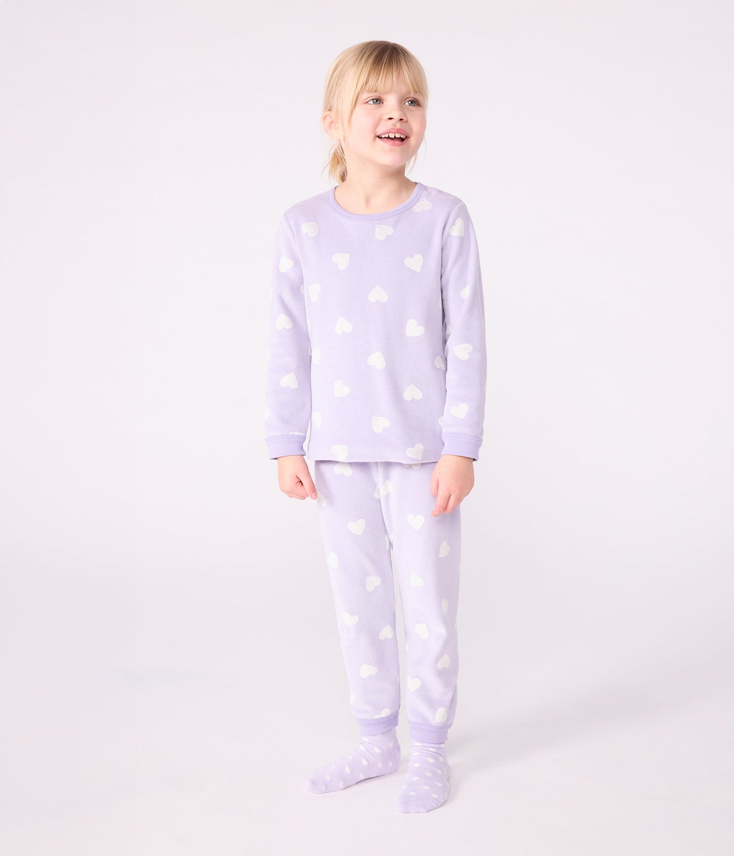 Pyjama enfant en velours imprimé cœurs