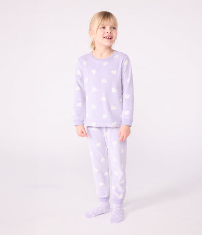Pyjama enfant en velours imprimé cœurs