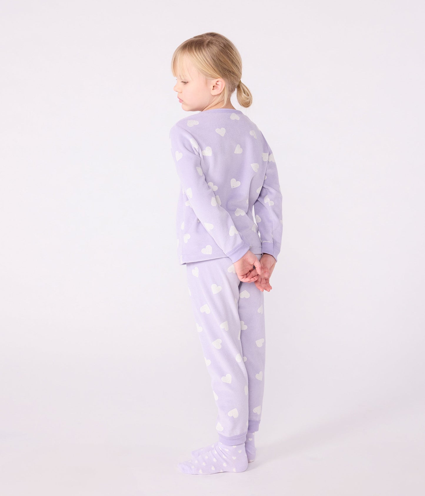 Pyjama enfant en velours imprimé cœurs