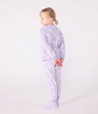 Pyjama enfant en velours imprimé cœurs