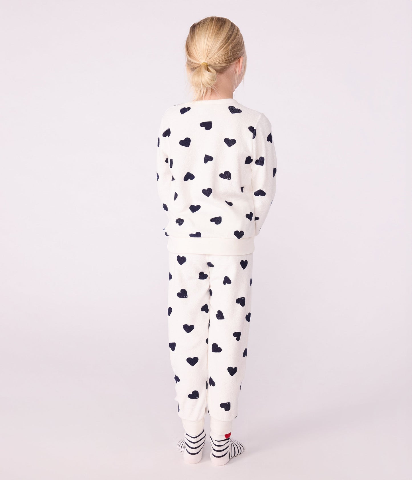 Pyjama enfant en coton éponge imprimé cœurs