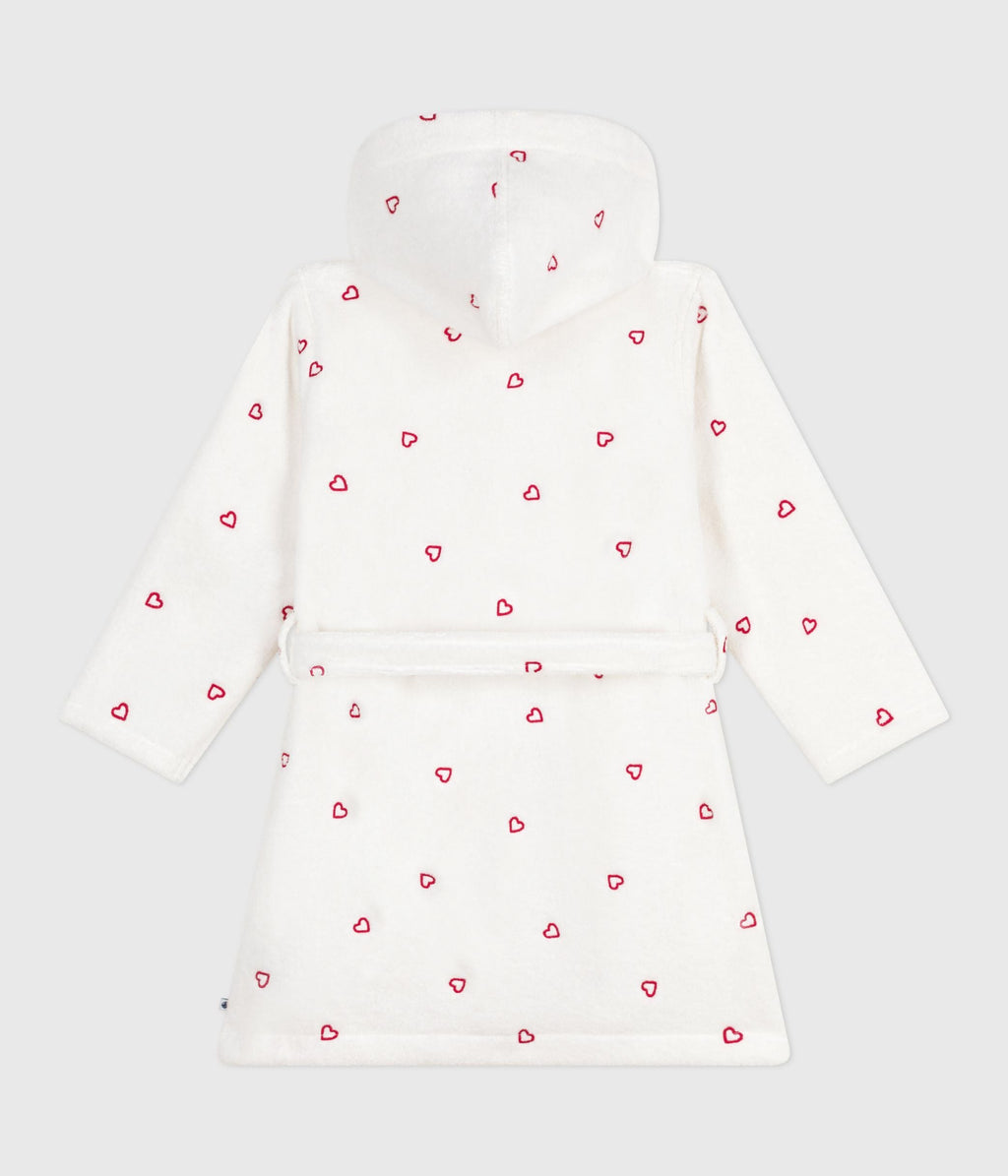 Peignoir enfant en coton éponge cœurs brodés – D1