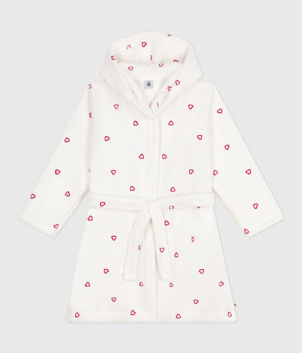 Peignoir enfant en coton éponge cœurs brodés – F1