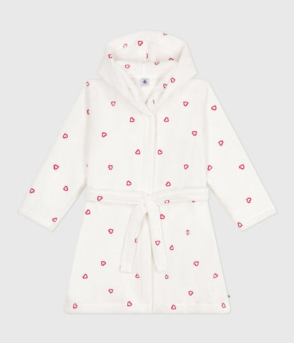 Peignoir enfant en coton éponge cœurs brodés