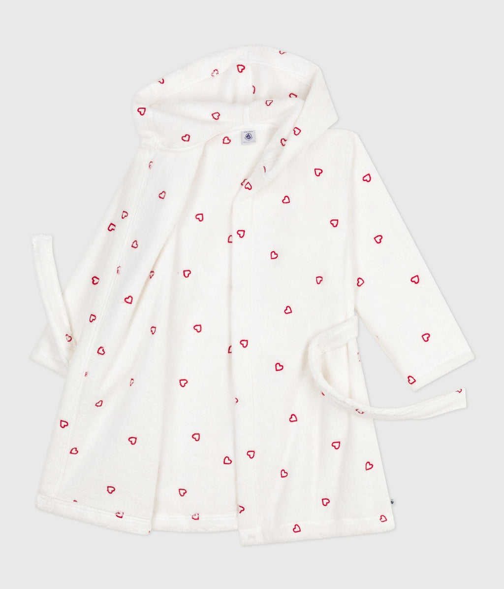 Peignoir enfant en coton éponge cœurs brodés – F2