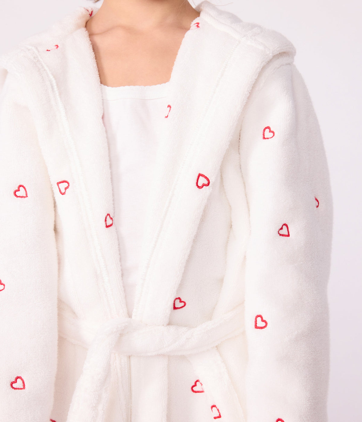 Peignoir enfant en coton éponge cœurs brodés – J1