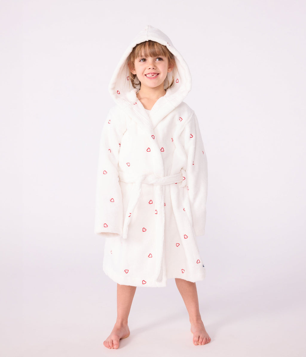Peignoir enfant en coton éponge cœurs brodés – J2