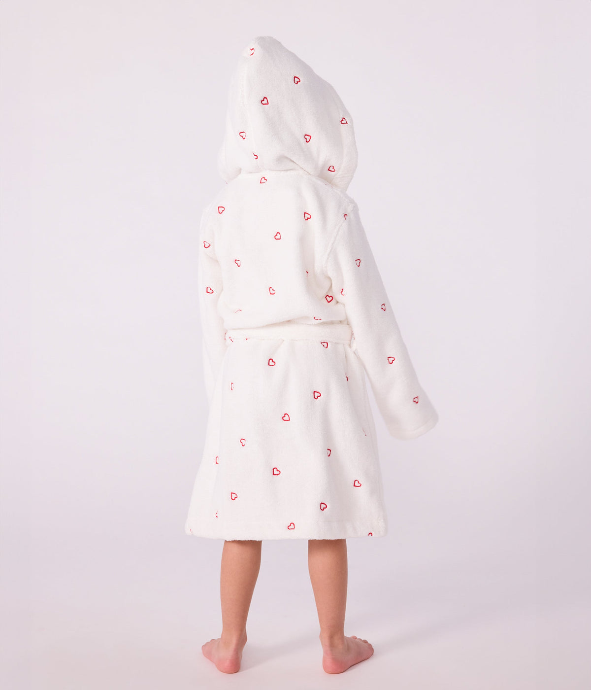 Peignoir enfant en coton éponge cœurs brodés – J4