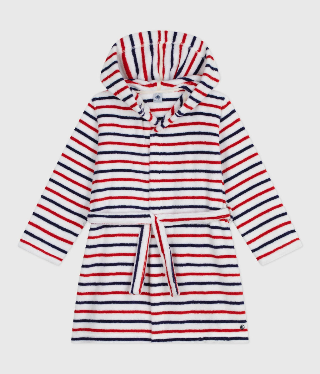 Peignoir enfant en coton éponge à rayures – F1