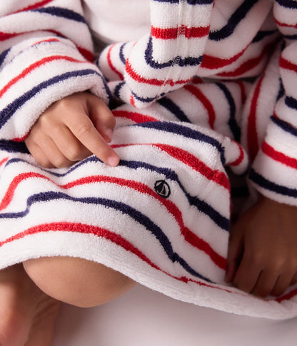 Peignoir enfant en coton éponge à rayures