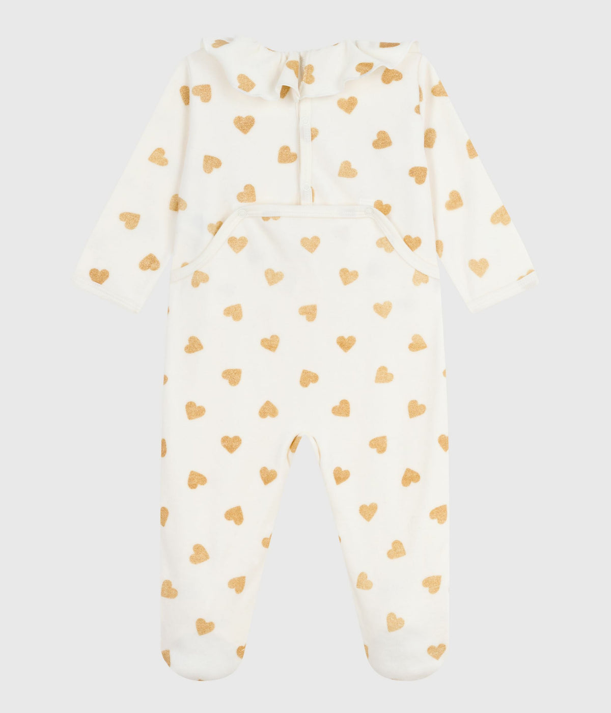 pyjama bebe en velours ouverture au dos imprime coeurs