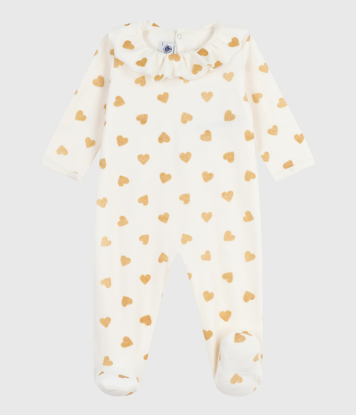 pyjama bebe en velours ouverture au dos imprime coeurs