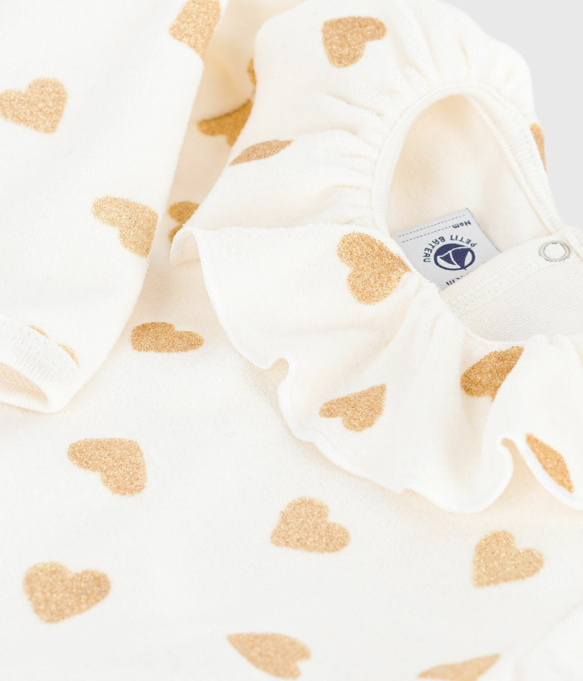 pyjama bebe en velours ouverture au dos imprime coeurs