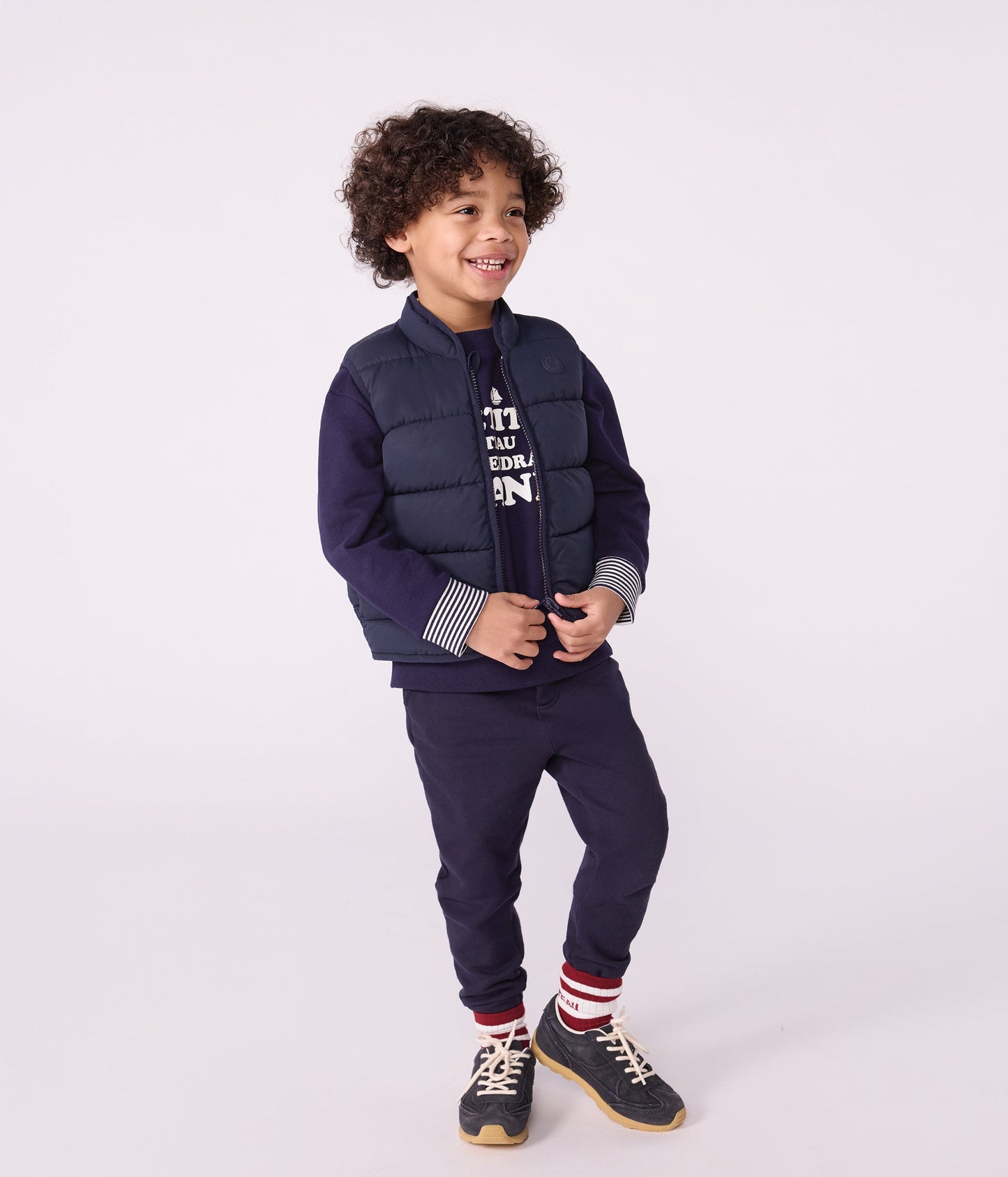 Doudoune enfant sans manche bicolore réversible