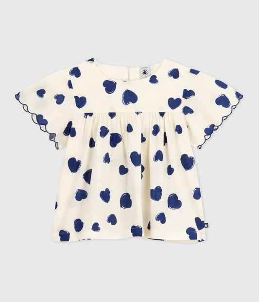 Blouse enfant en popeline de coton manches courtes imprimée