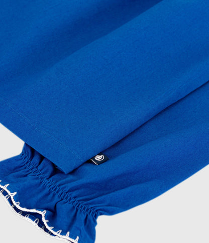 Blouse enfant en twill de coton manches longues unie