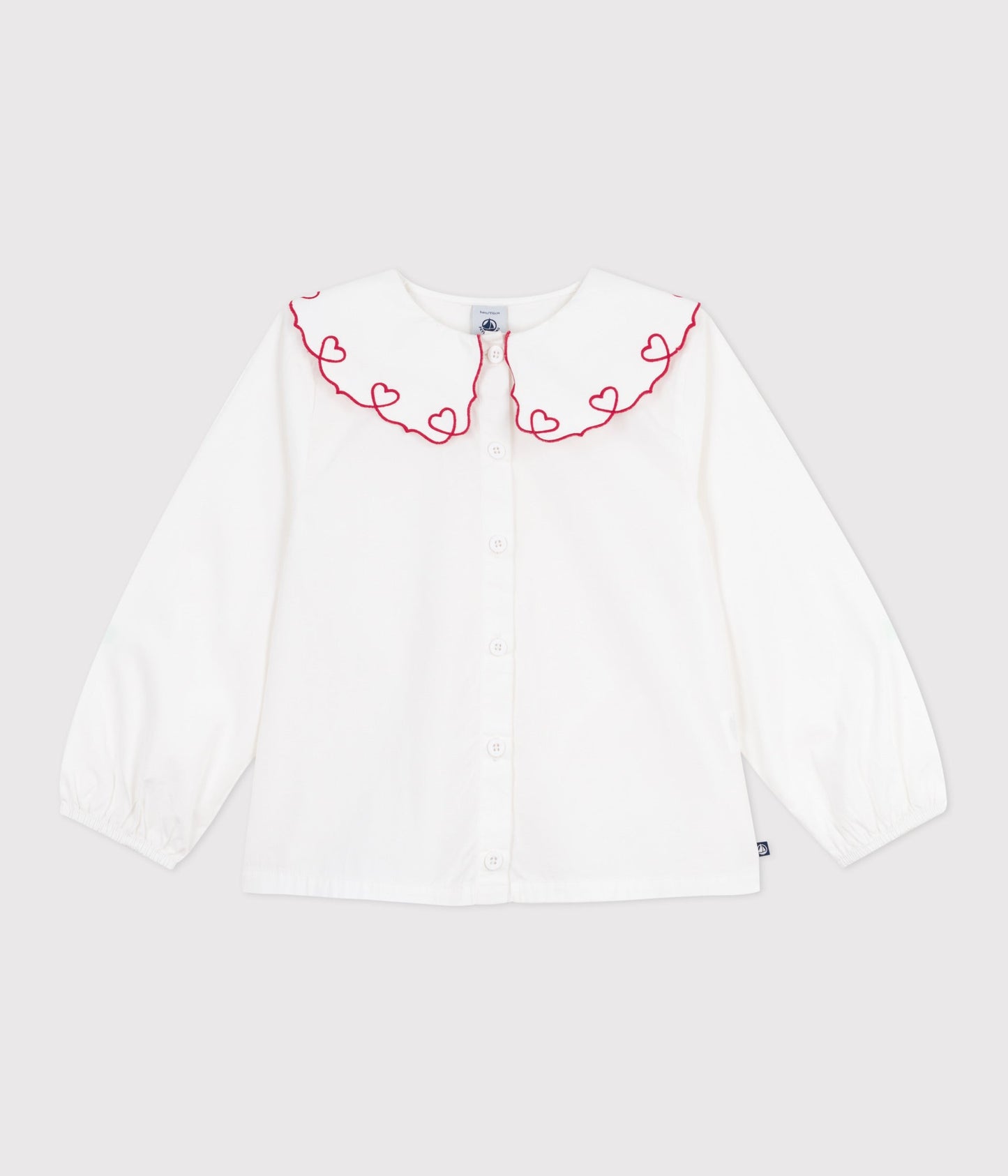 Blouse enfant en popeline de coton manches longues unie