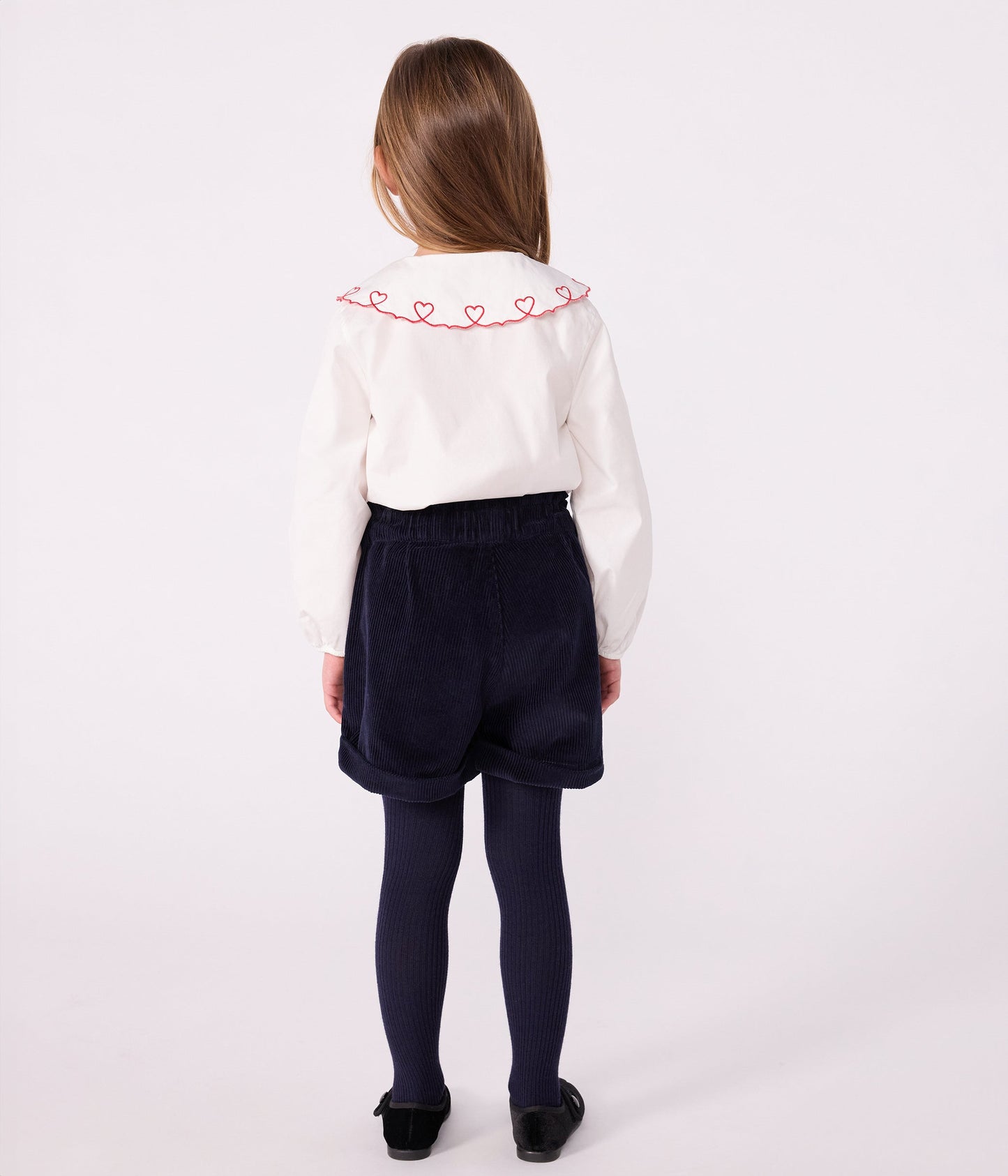 Blouse enfant en popeline de coton manches longues unie