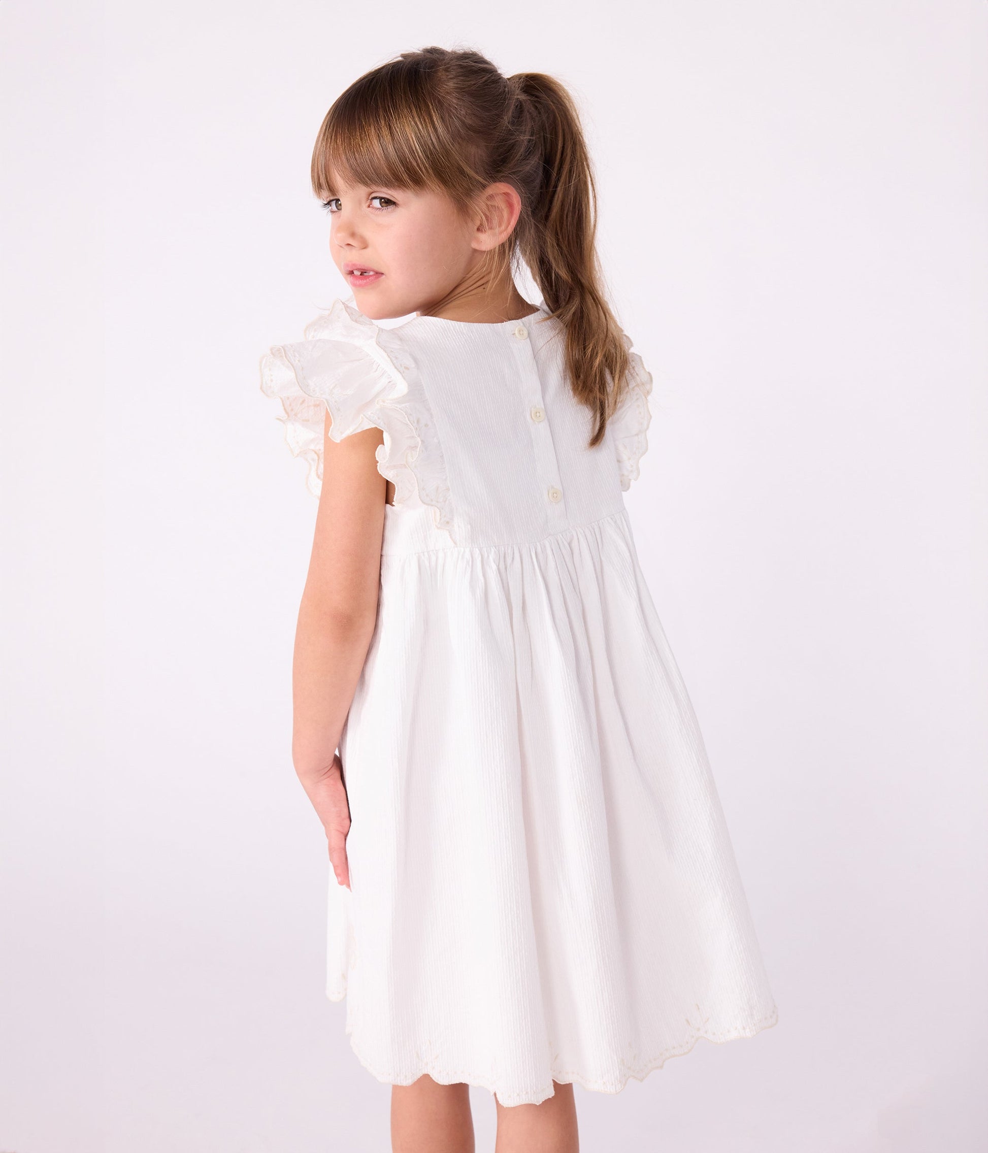 Robe enfant en coton manches courtes unie – J2